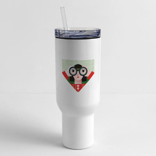 a designer with binoculars is looking for a client