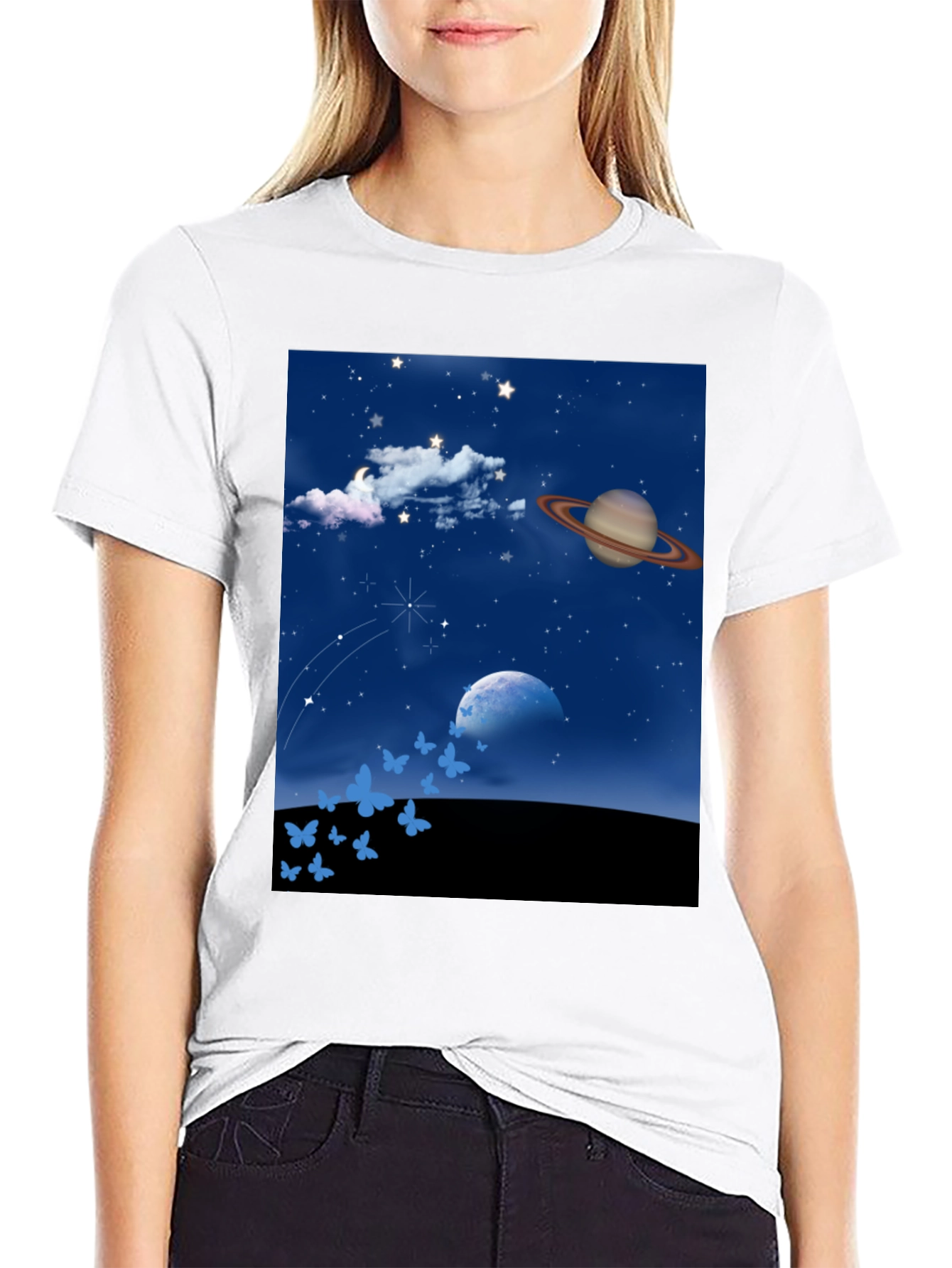 Dreamscape Graphic Tee - Celestial Butterflies Print