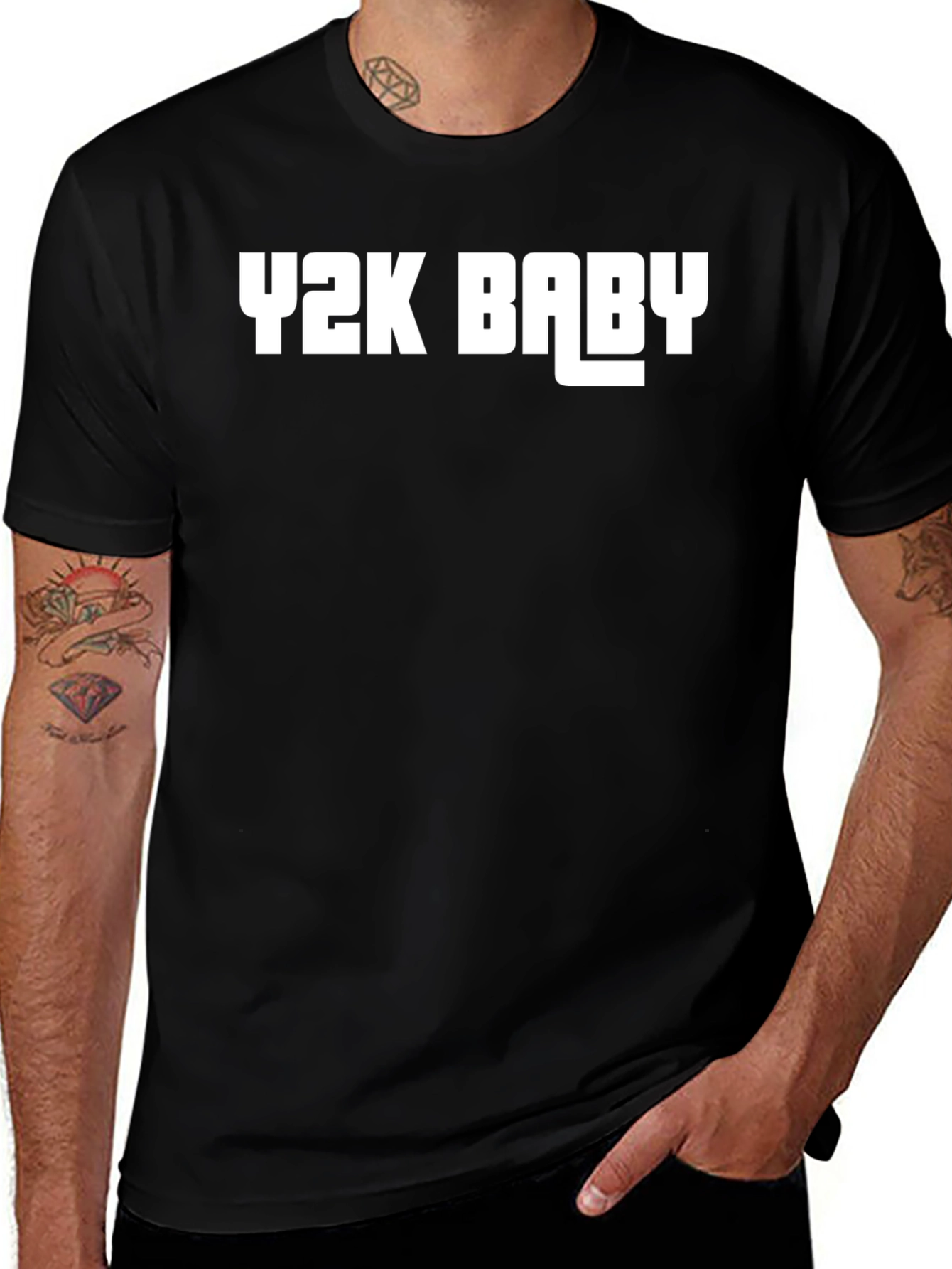 Y2K Baby Graphic Tee - Black Cotton Blend