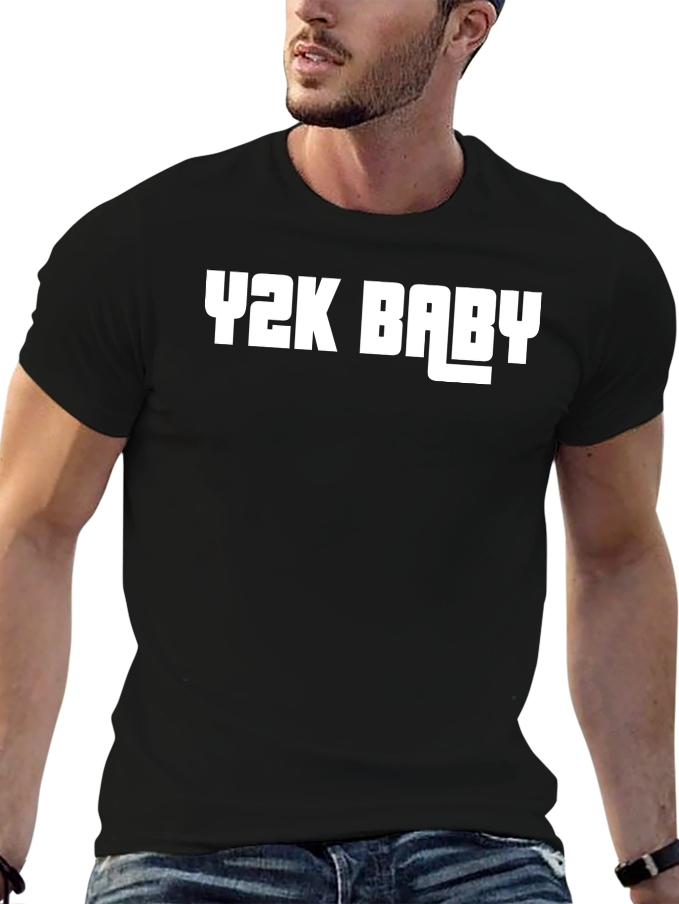 Y2K Baby Graphic Tee - Black Cotton Blend