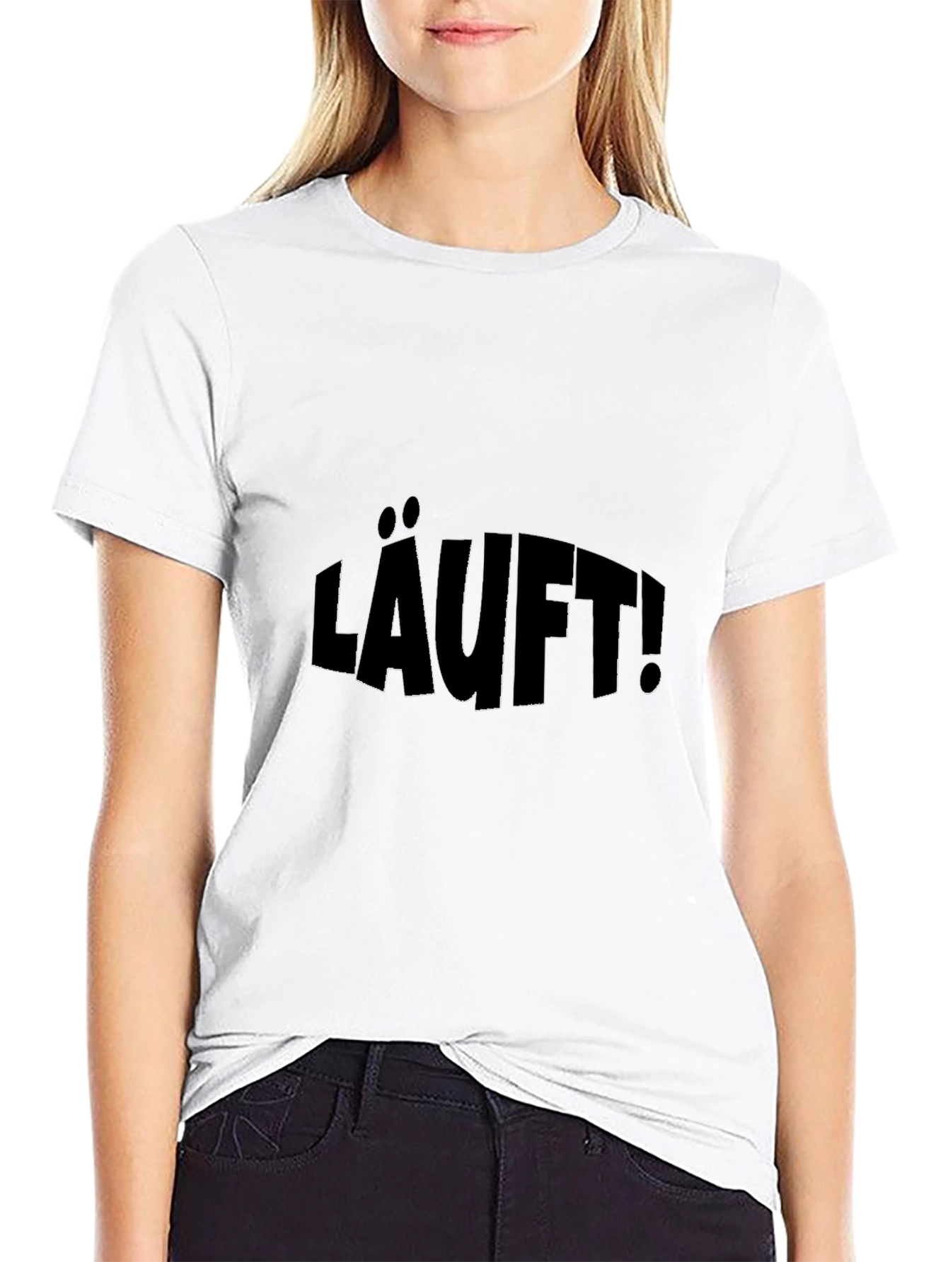 LÄUFT! Black Graphic T-Shirt - Funny German Slogan