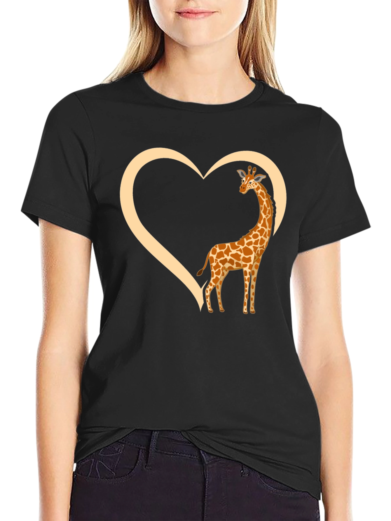 Giraffe Heart Graphic Tee - Mens Black T-Shirt