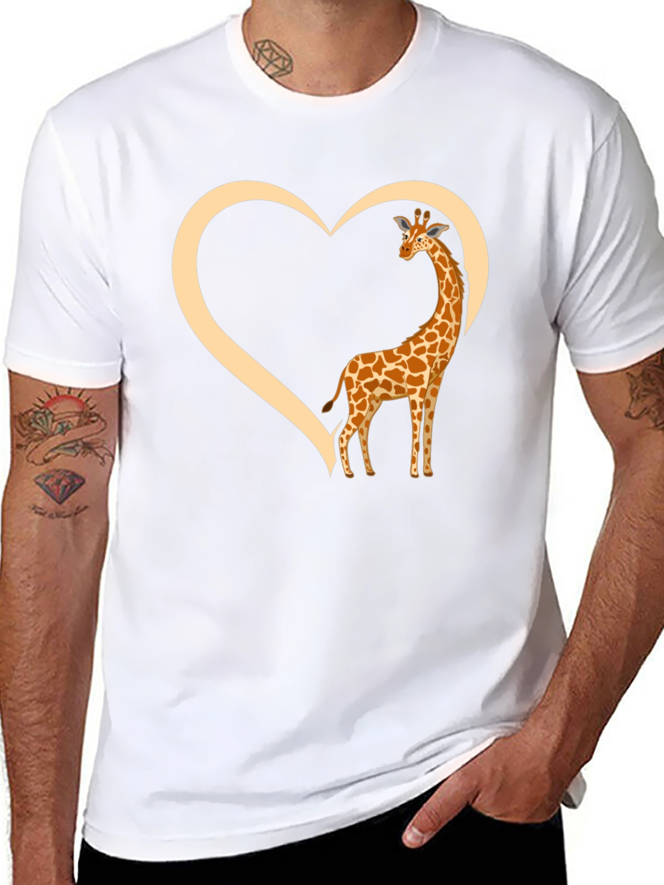 Giraffe Heart Graphic Tee - Mens Black T-Shirt