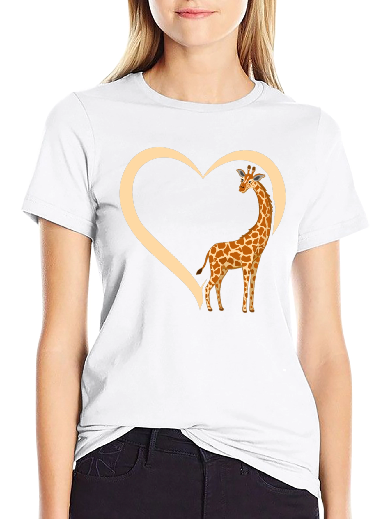Giraffe Heart Graphic Tee - Mens Black T-Shirt