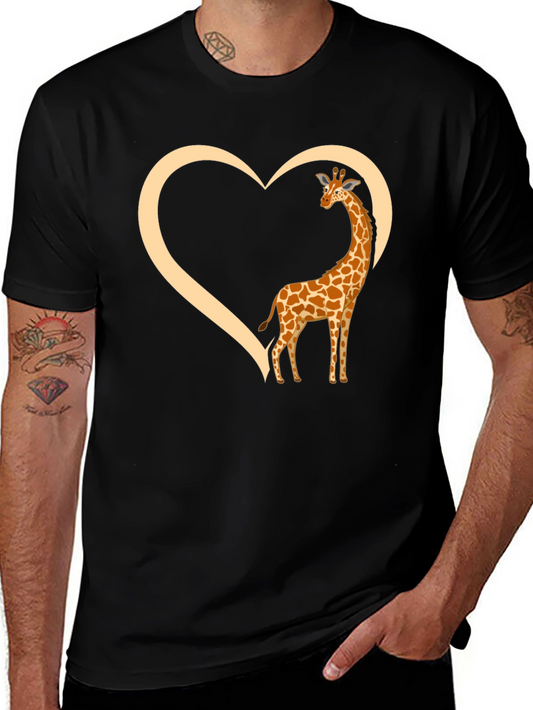 Giraffe Heart Graphic Tee - Mens Black T-Shirt