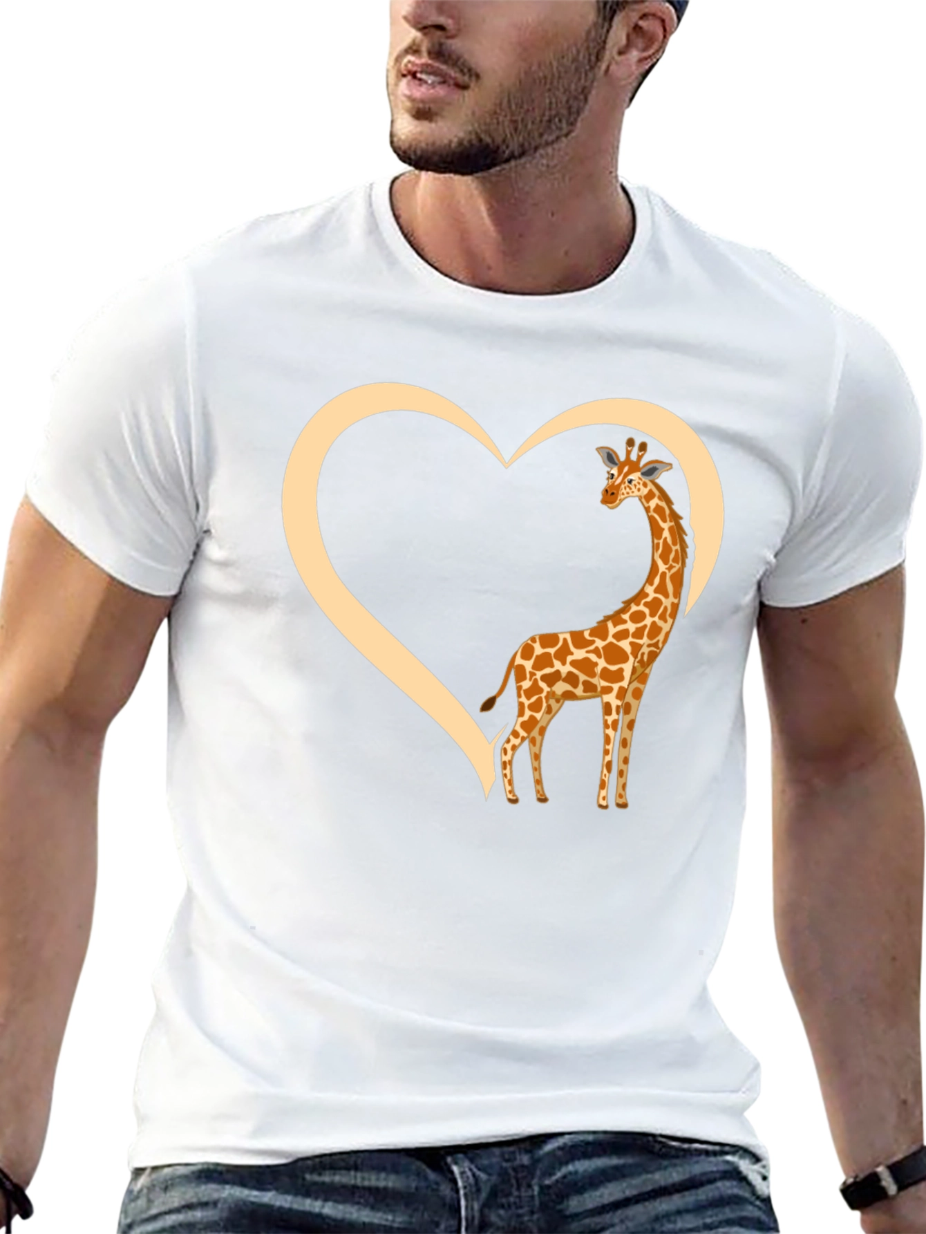 Giraffe Heart Graphic Tee - Mens Black T-Shirt