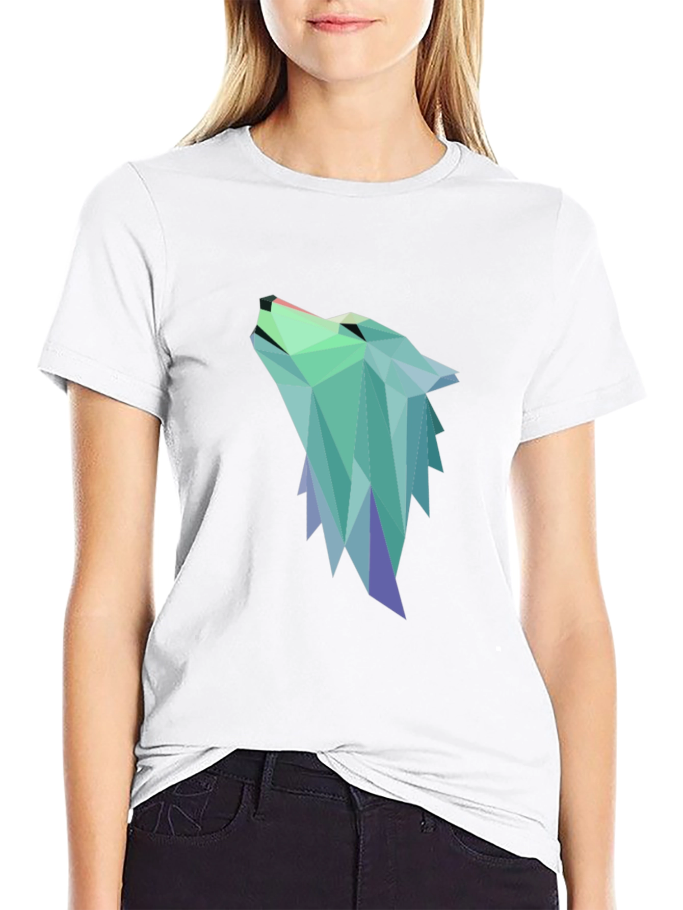 Geometric Wolf Graphic Tee - Modern Style