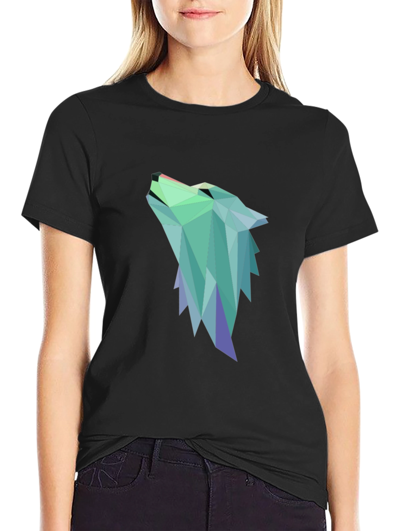 Geometric Wolf Graphic Tee - Modern Style