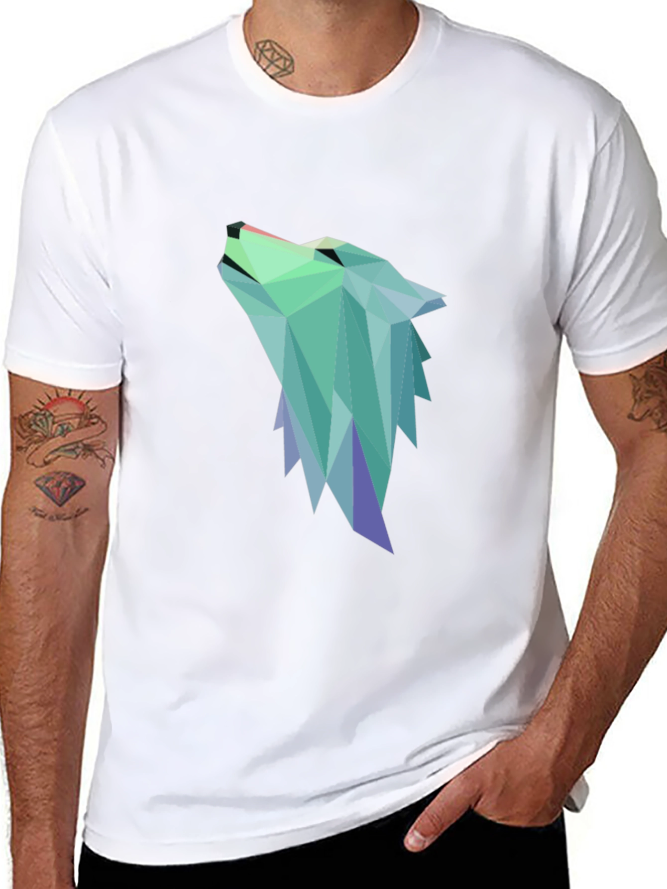 Geometric Wolf Graphic Tee - Modern Style