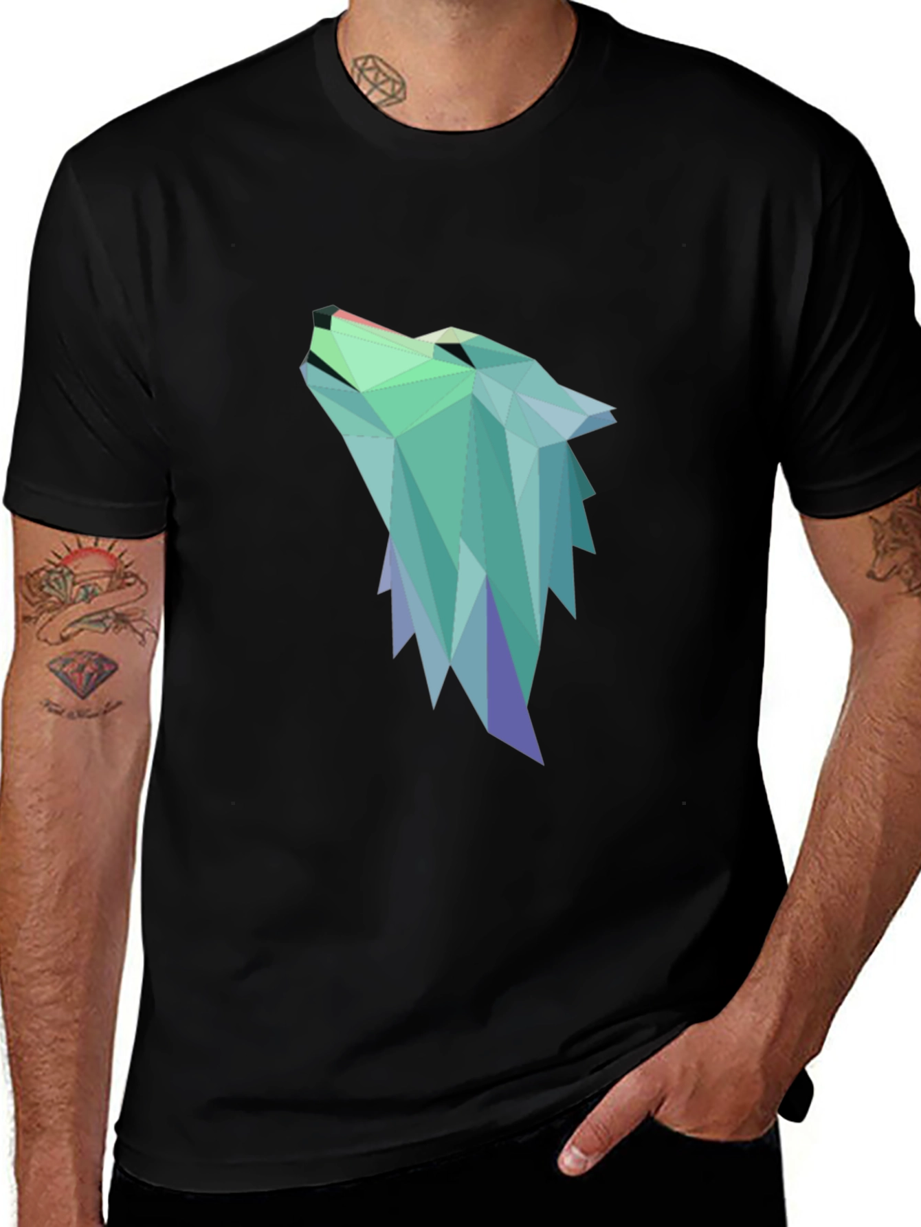 Geometric Wolf Graphic Tee - Modern Style
