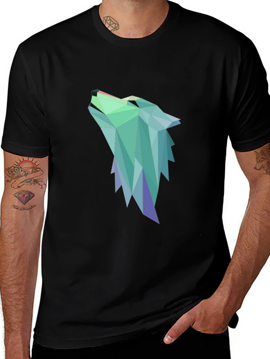 Geometric Wolf Graphic Tee - Modern Style