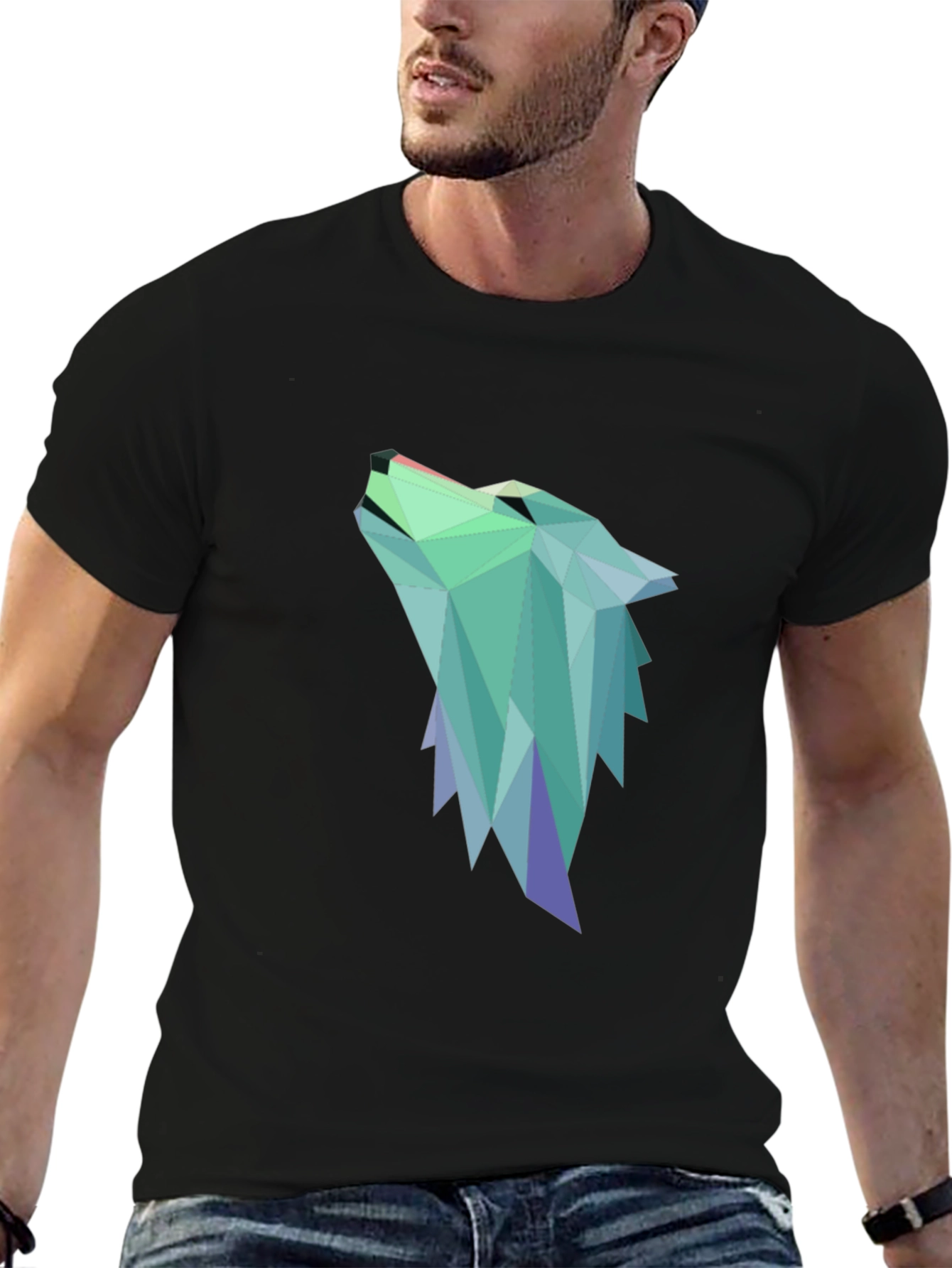 Geometric Wolf Graphic Tee - Modern Style