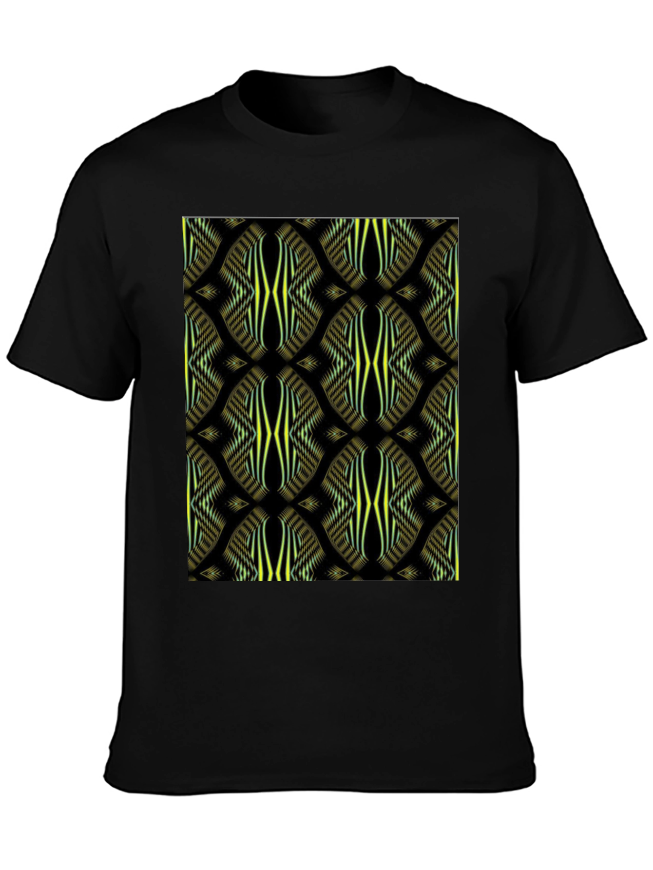 Abstract Pattern Print Black Tee