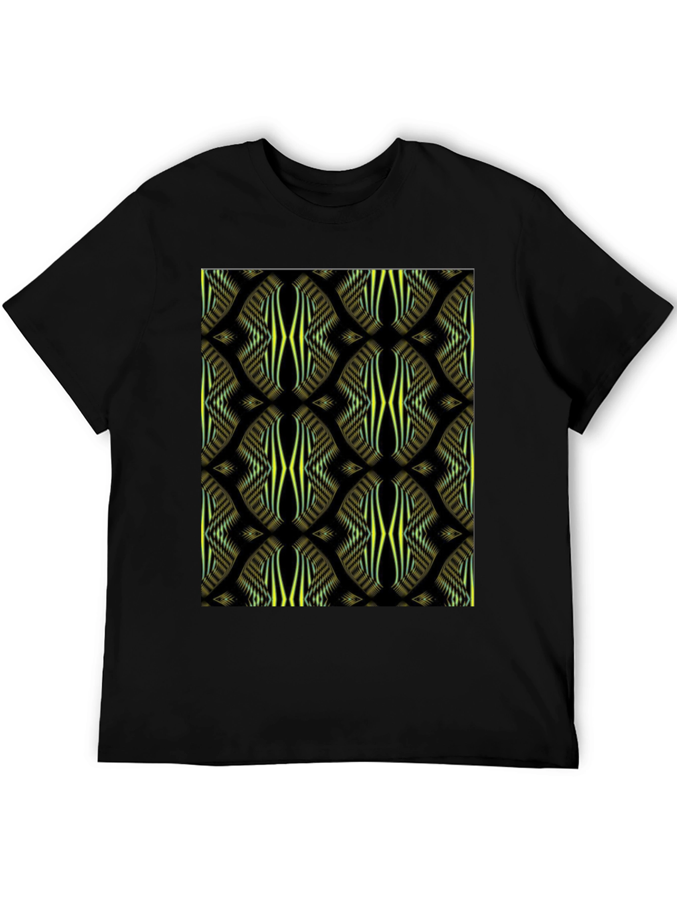 Abstract Pattern Print Black Tee