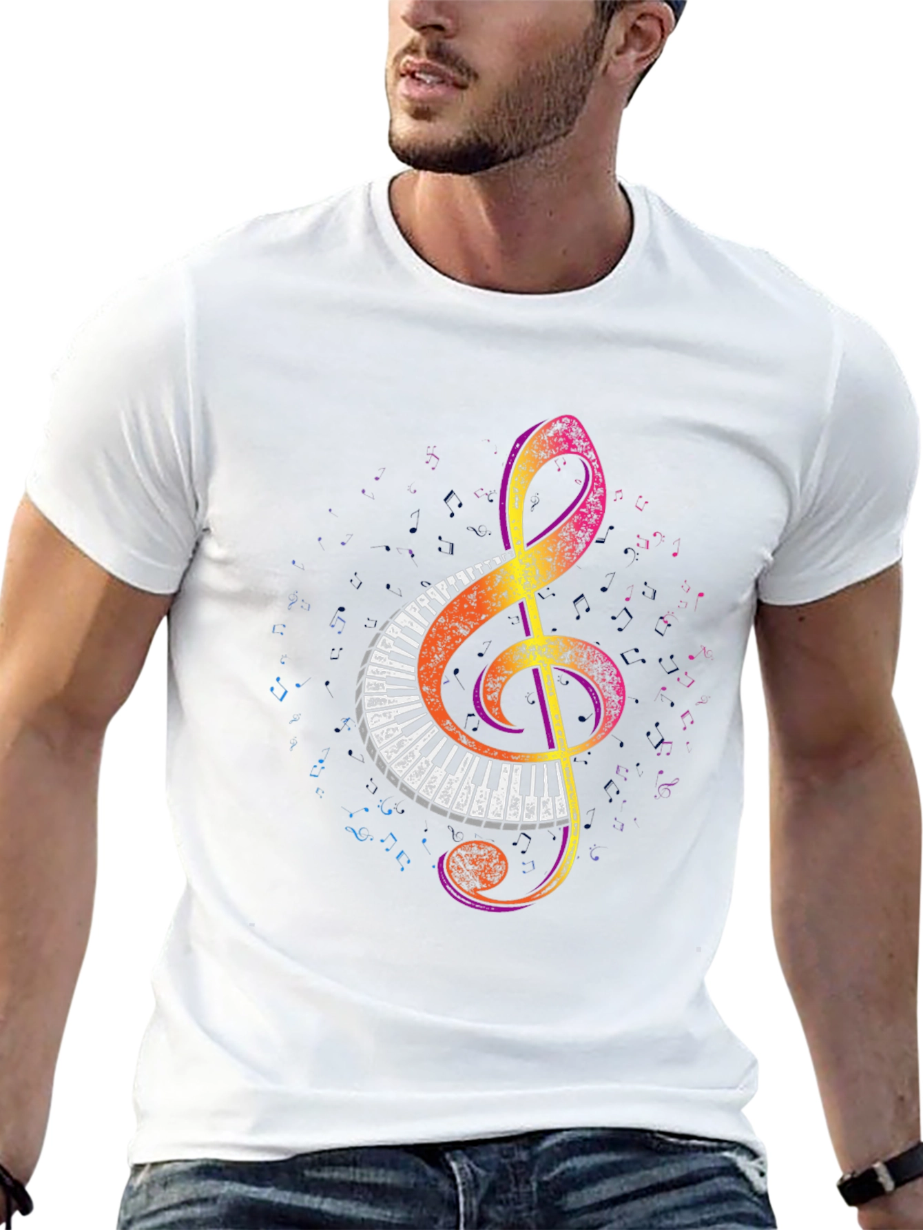 Musical Treble Clef Piano Keys Graphic Tee