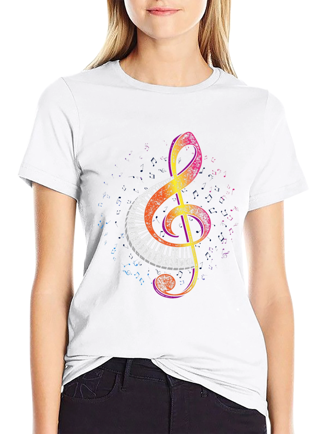 Musical Treble Clef Piano Keys Graphic Tee