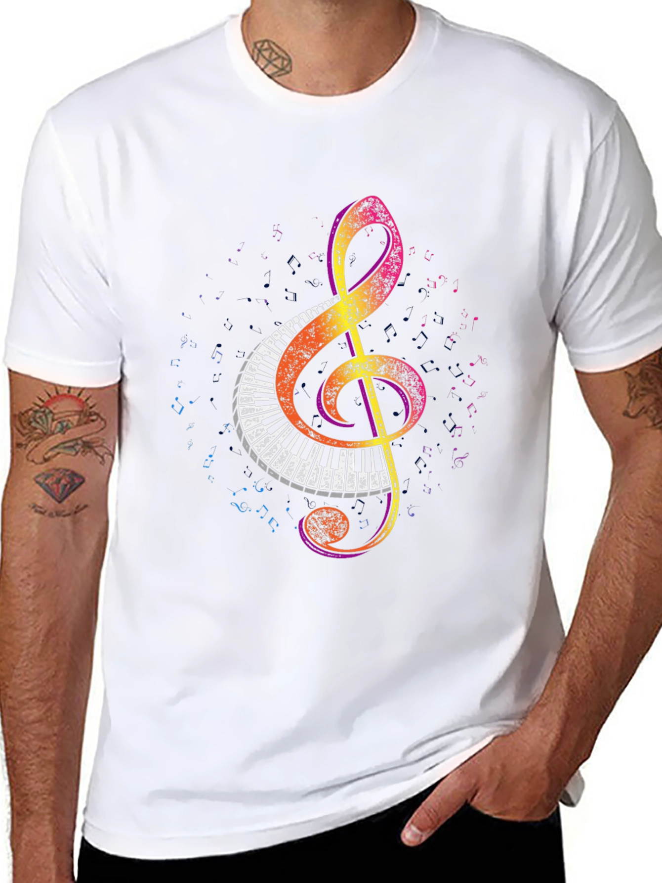 Musical Treble Clef Piano Keys Graphic Tee