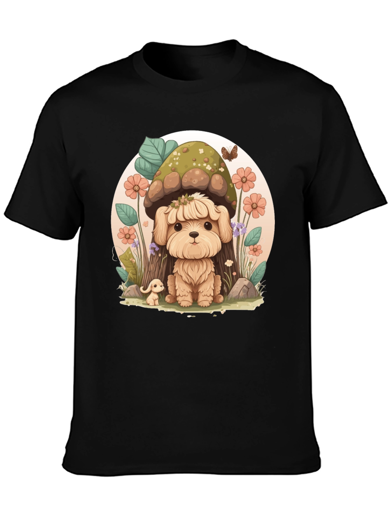 Cute Mushroom Dog T-Shirt – Whimsical Nature Puppy Graphic Tee