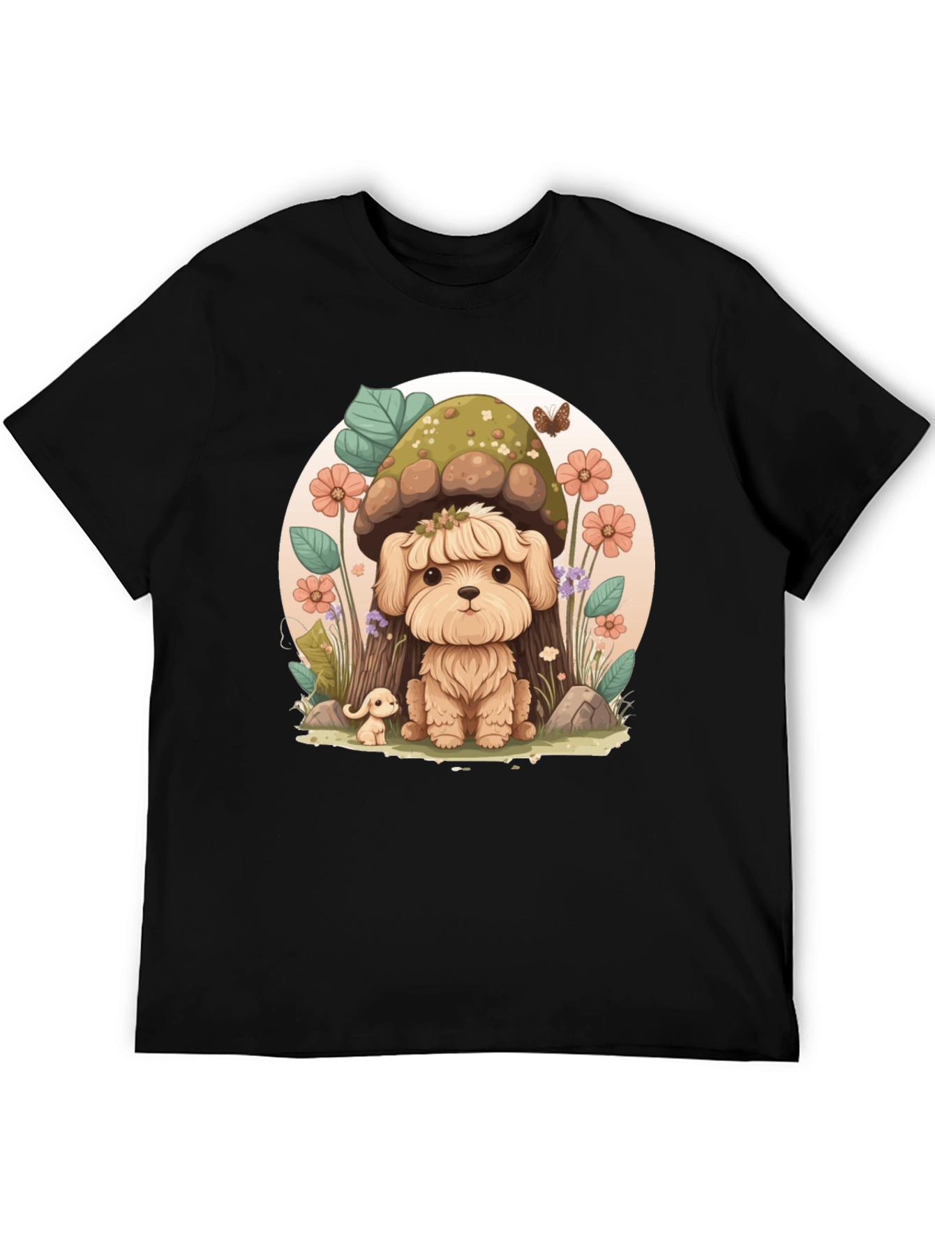 Cute Mushroom Dog T-Shirt – Whimsical Nature Puppy Graphic Tee