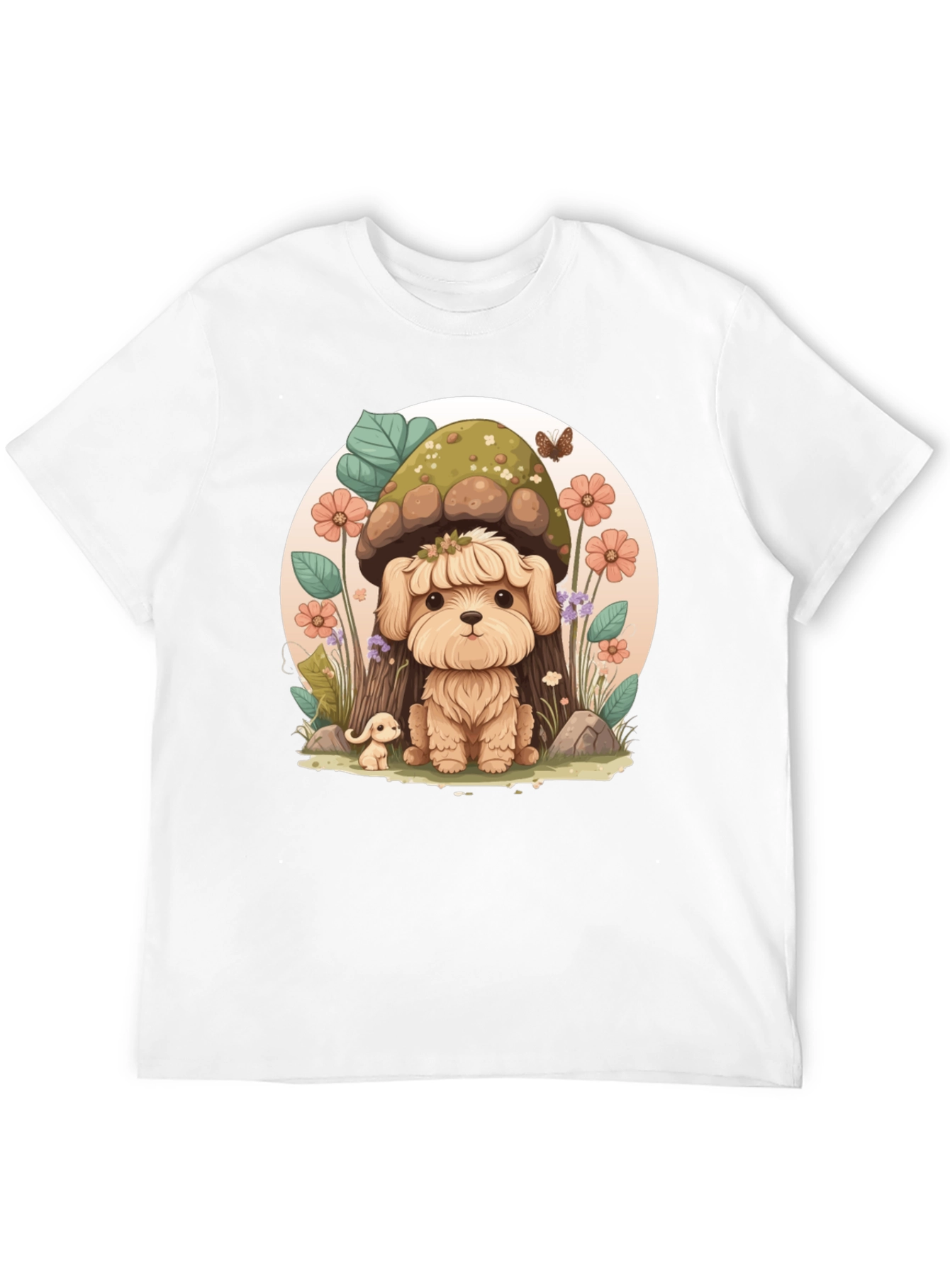 Cute Mushroom Dog T-Shirt – Whimsical Nature Puppy Graphic Tee