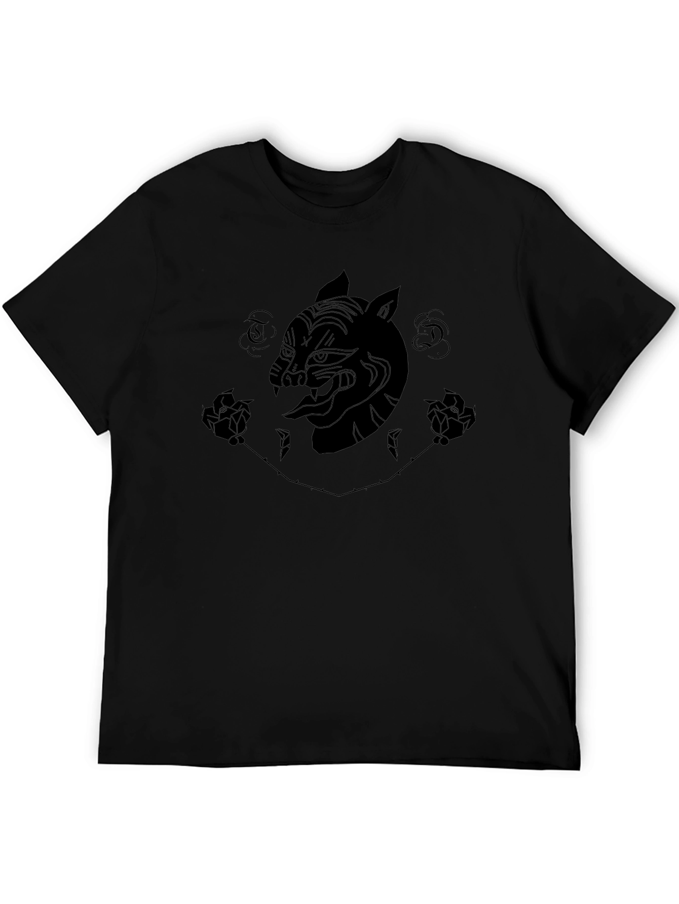 Edgy Tiger Graphic Tee - Black