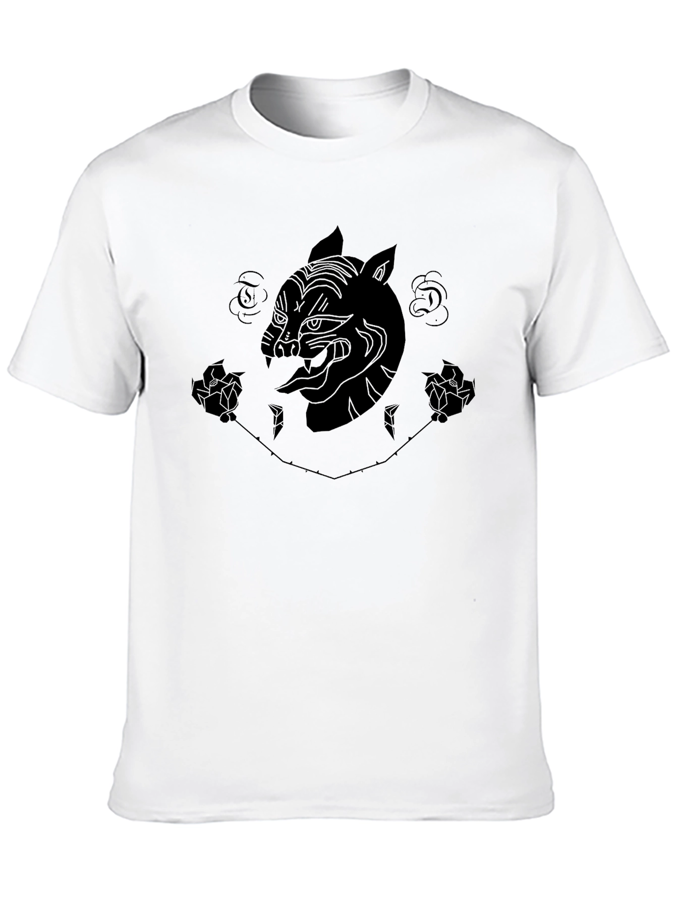 Edgy Tiger Graphic Tee - Black