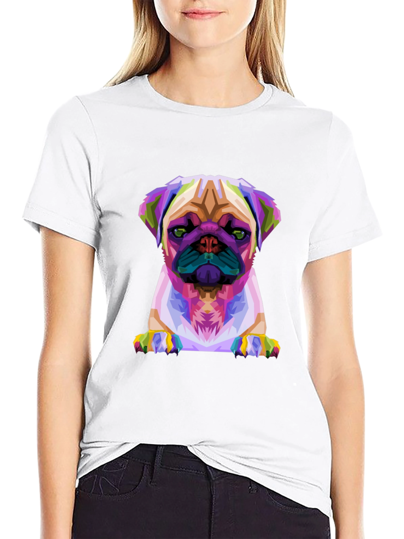 Geometric Pug Graphic Tee - Modern Dog Lover T-Shirt