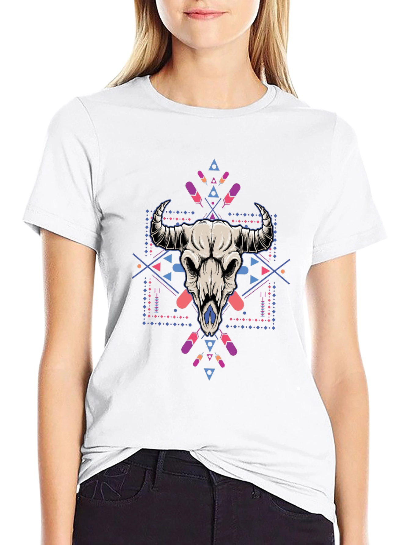 Bull Skull Graphic Tee - Stylish Mens Black T-Shirt
