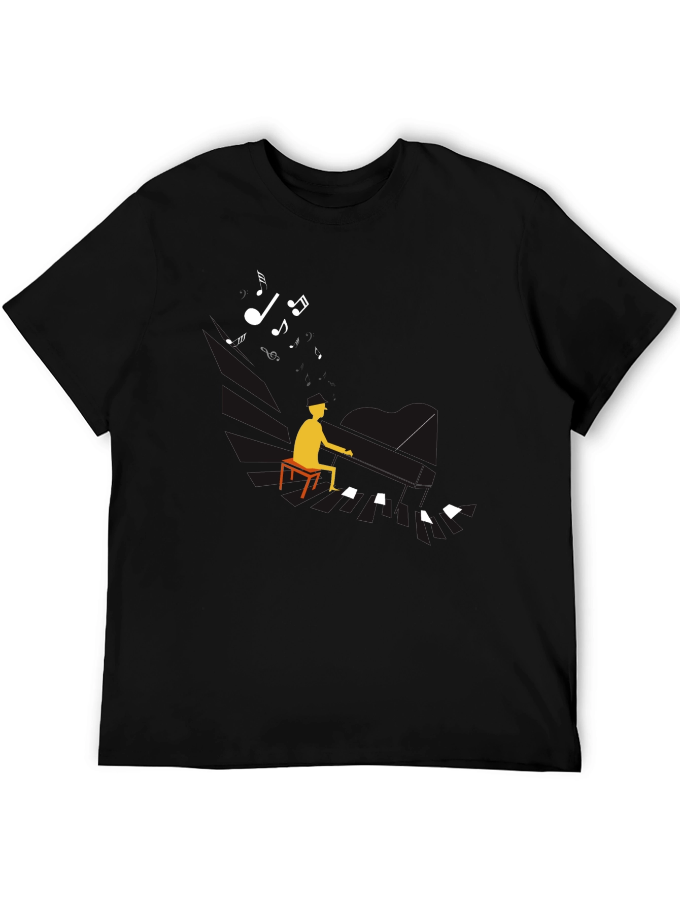 Piano Man Graphic Tee - Black Cotton T-Shirt