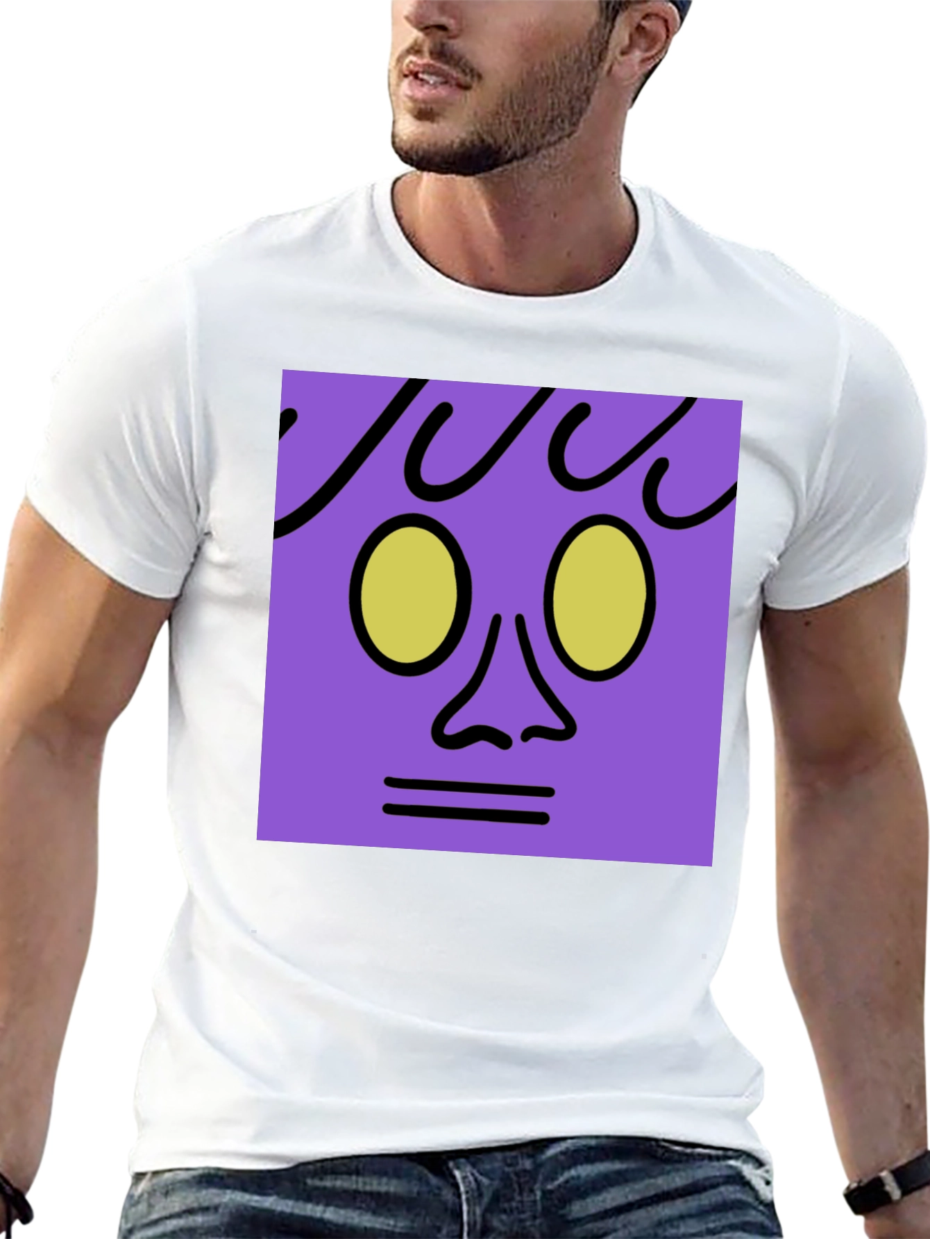 Abstract Face Graphic Tee - Black