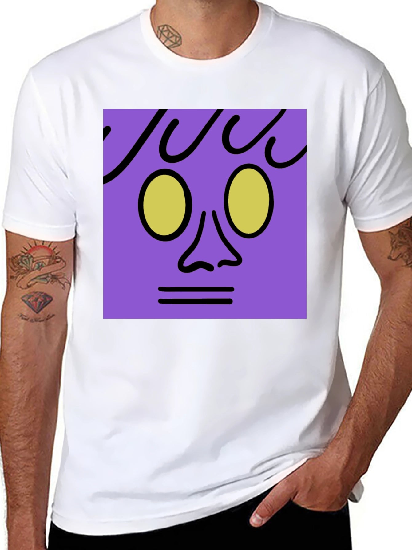 Abstract Face Graphic Tee - Black