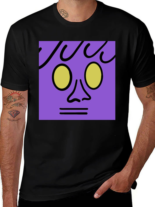 Abstract Face Graphic Tee - Black