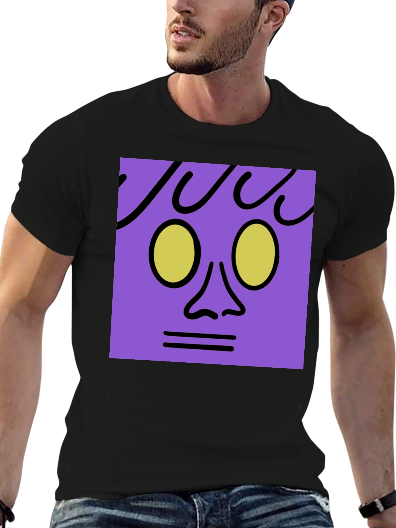 Abstract Face Graphic Tee - Black