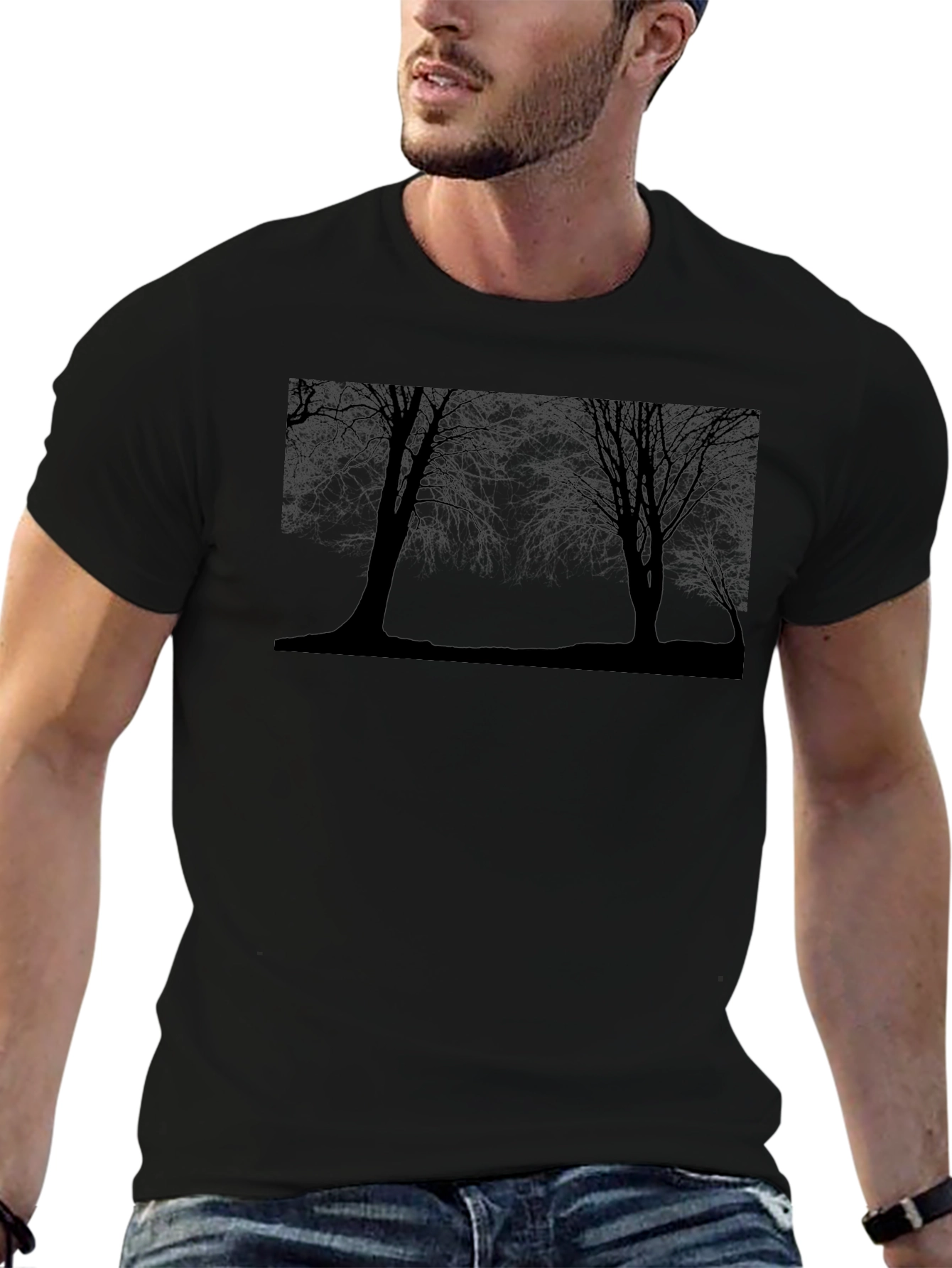 Silhouette Trees Graphic Black T-Shirt