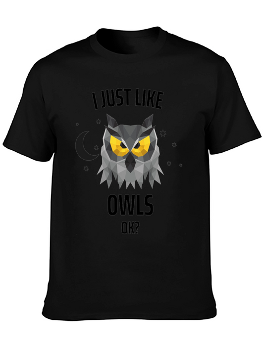 Geometric Owl Graphic Tee - I Just Like Owls