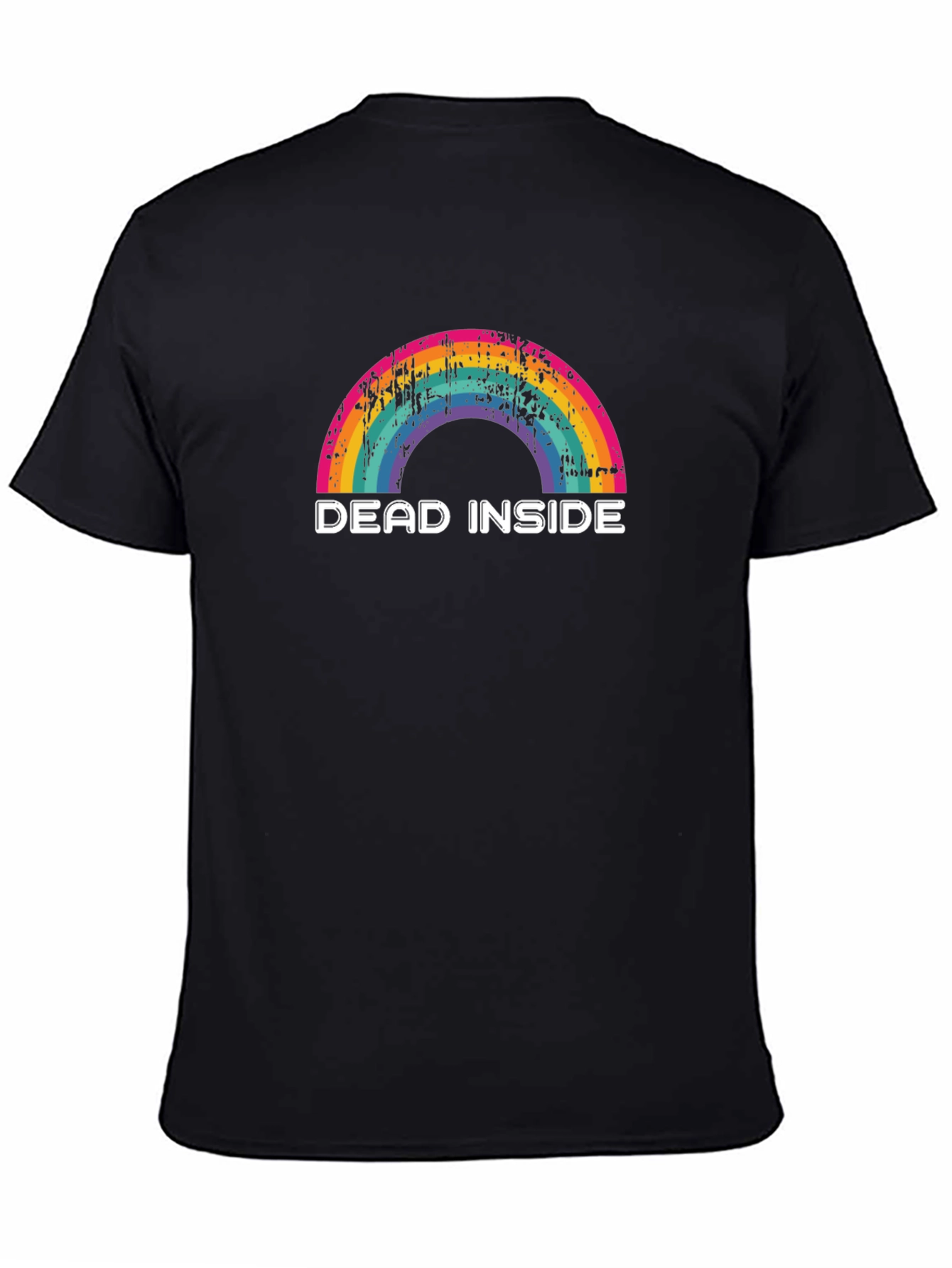 Dead Inside Rainbow Graphic Tee - Black Cotton T-Shirt