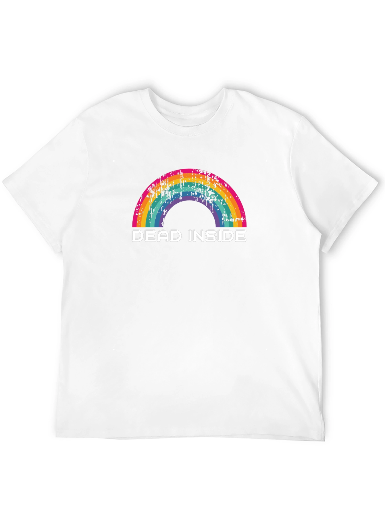 Dead Inside Rainbow Graphic Tee - Black Cotton T-Shirt
