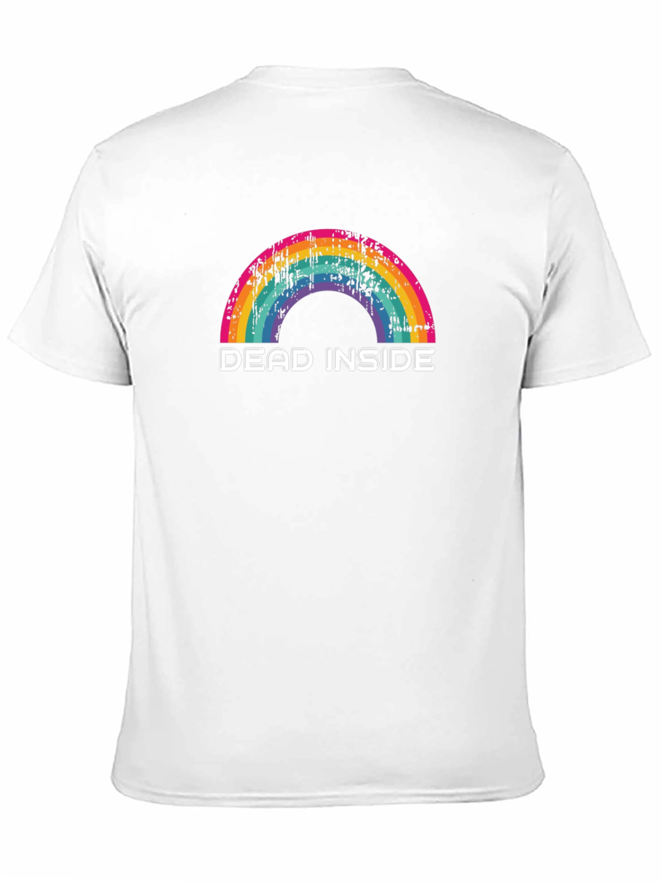 Dead Inside Rainbow Graphic Tee - Black Cotton T-Shirt