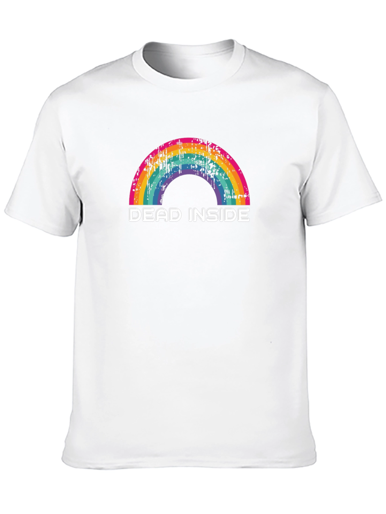 Dead Inside Rainbow Graphic Tee - Black Cotton T-Shirt