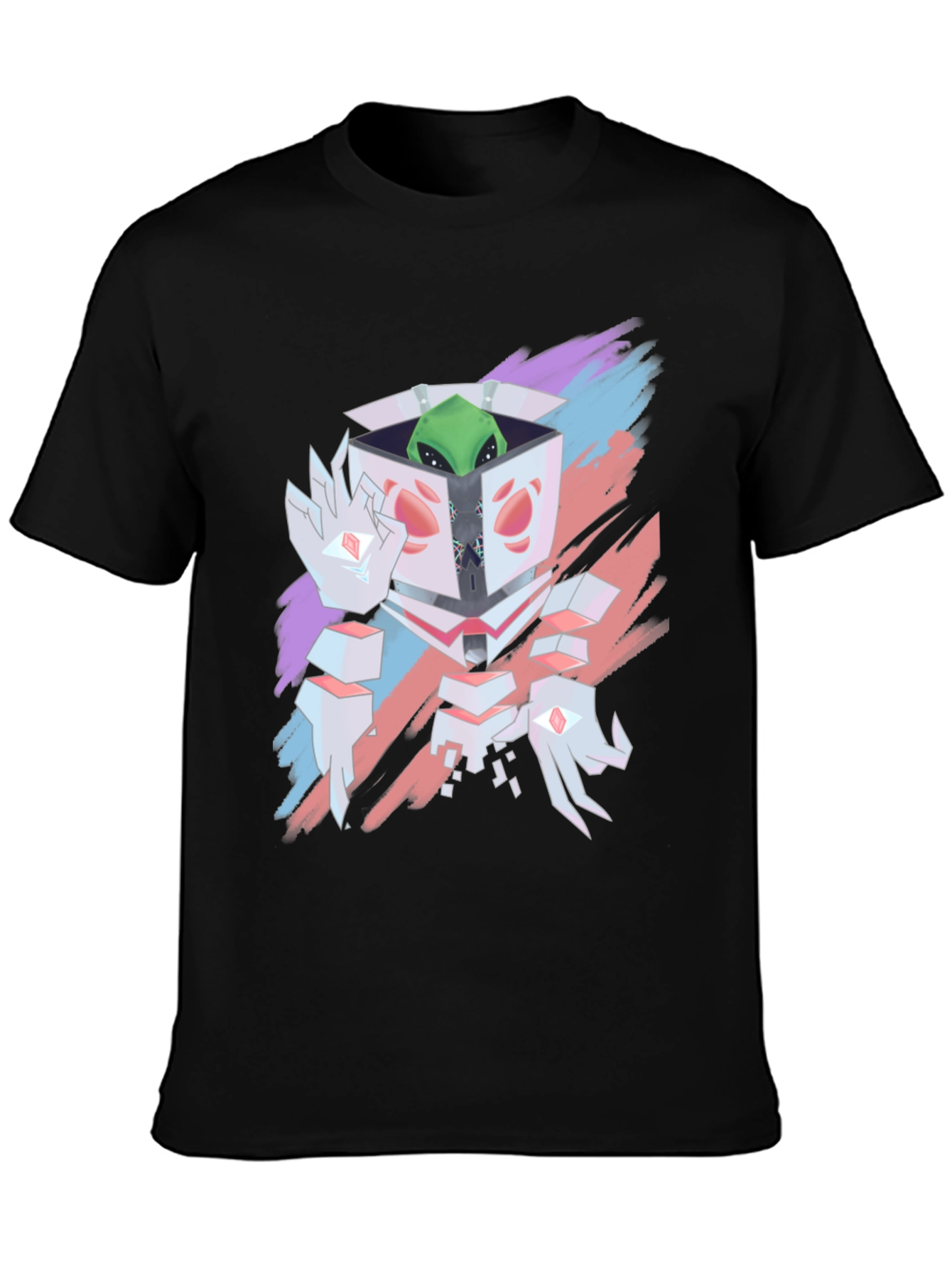 Geometric Alien in a Box Graphic T-Shirt