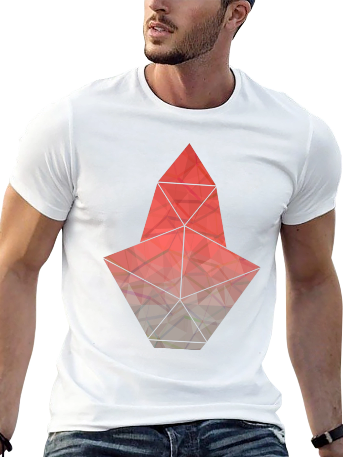 Geometric Graphic Tee - Modern Mens T-Shirt