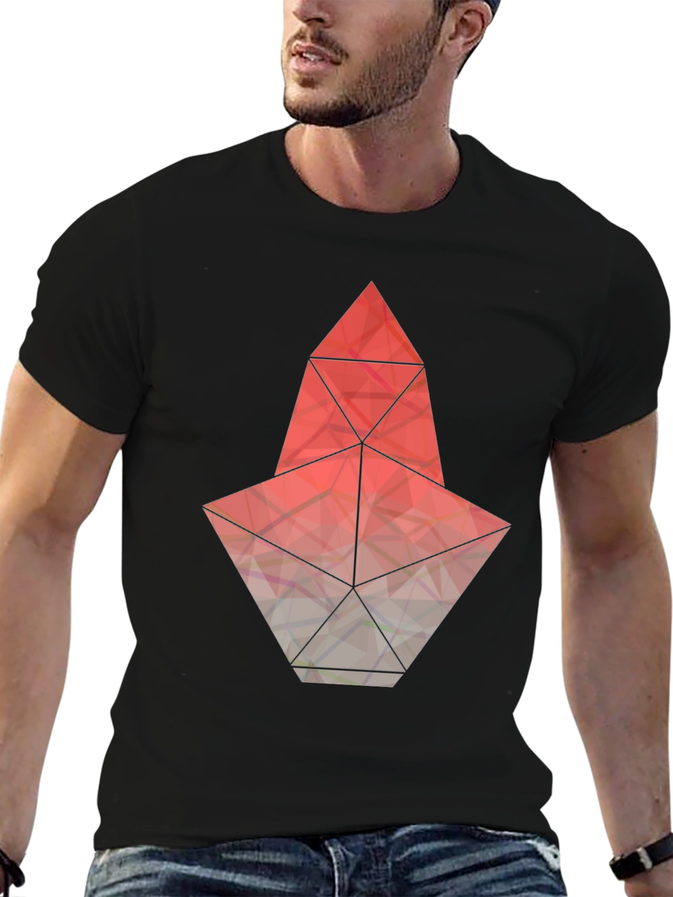 Geometric Graphic Tee - Modern Mens T-Shirt