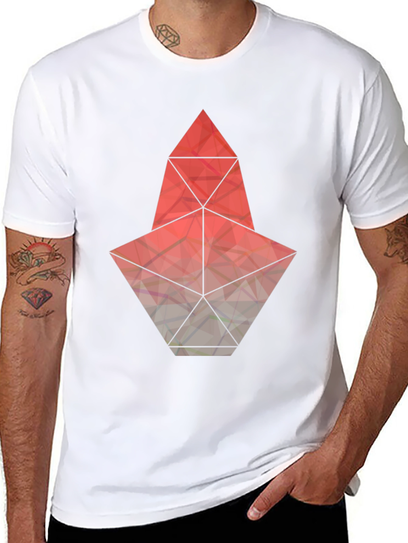 Geometric Graphic Tee - Modern Mens T-Shirt
