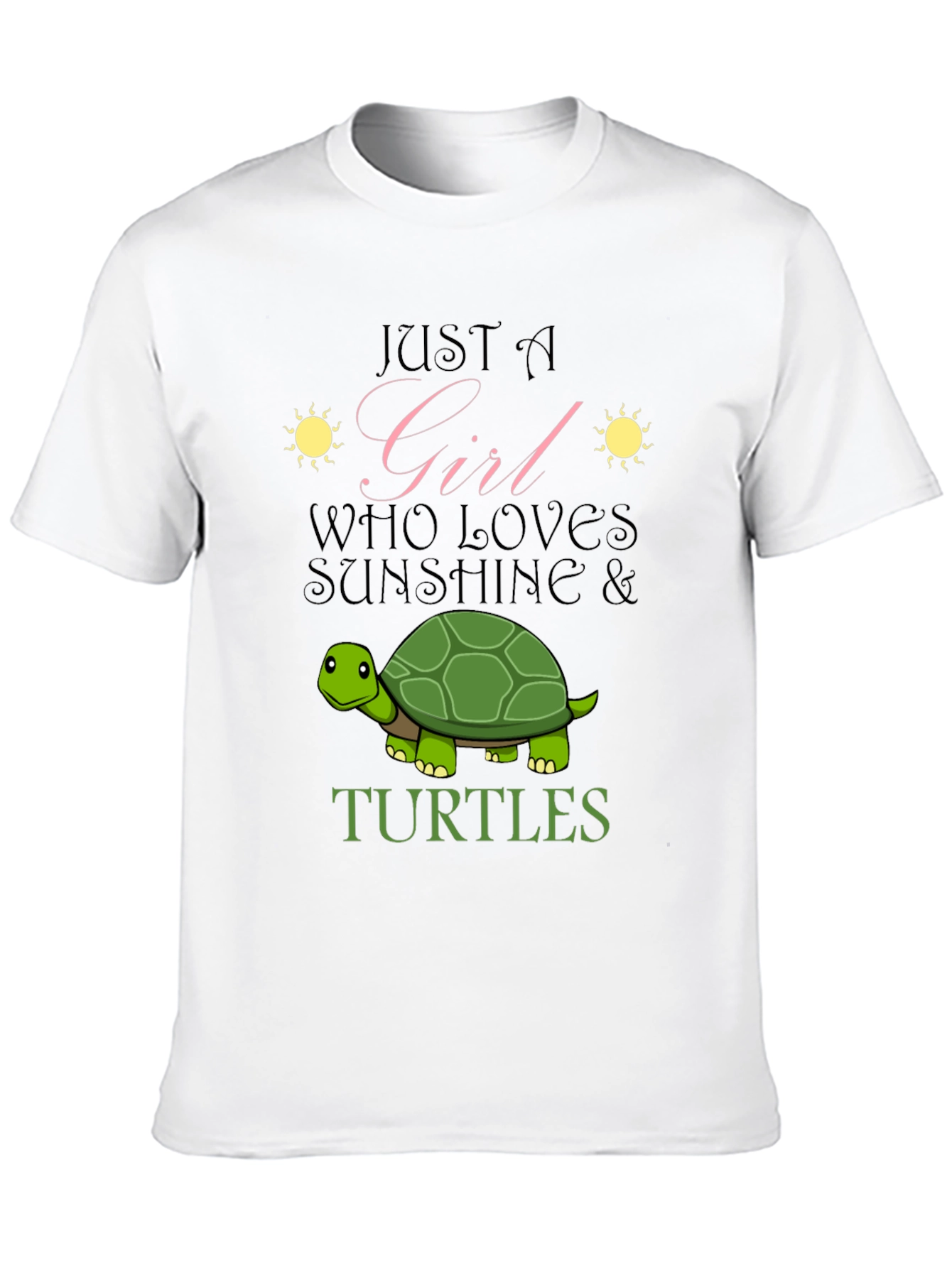Girl Who Loves Sunshine & Turtles Black T-Shirt