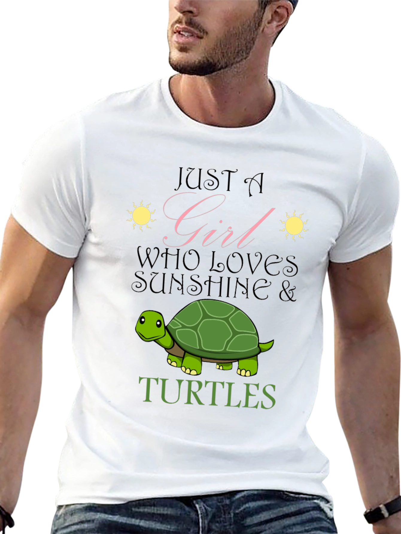 Girl Who Loves Sunshine & Turtles Black T-Shirt