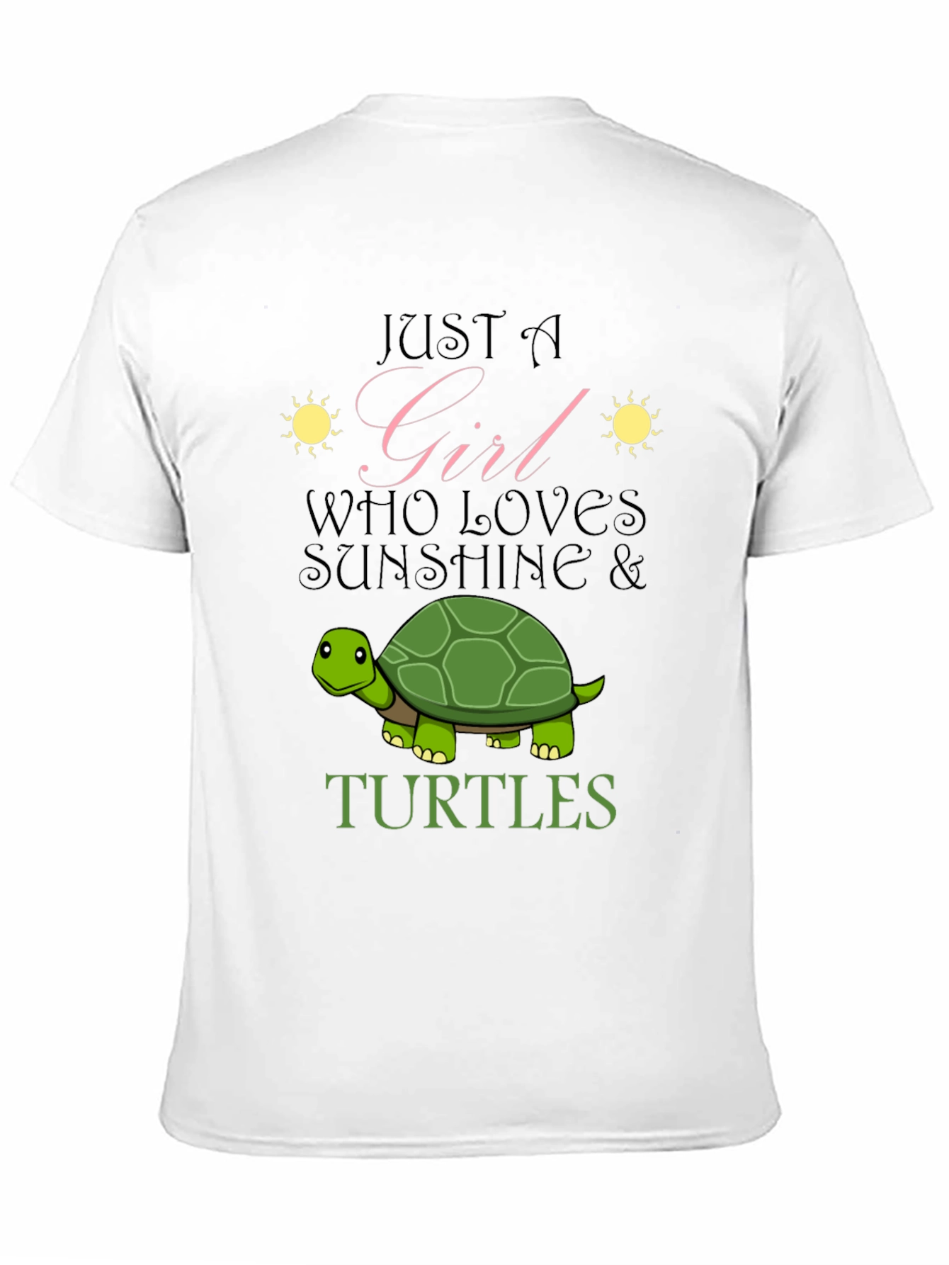 Girl Who Loves Sunshine & Turtles Black T-Shirt
