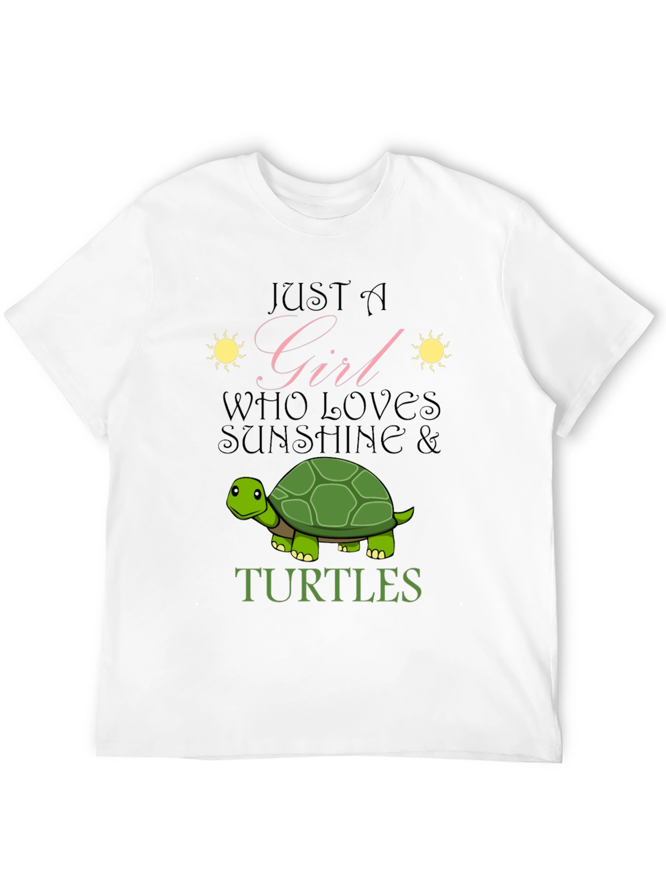 Girl Who Loves Sunshine & Turtles Black T-Shirt