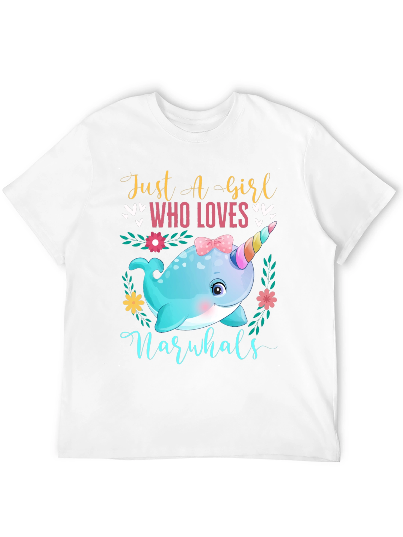 Girls Narwhal Lover T-Shirt - Cute Ocean Animal Tee