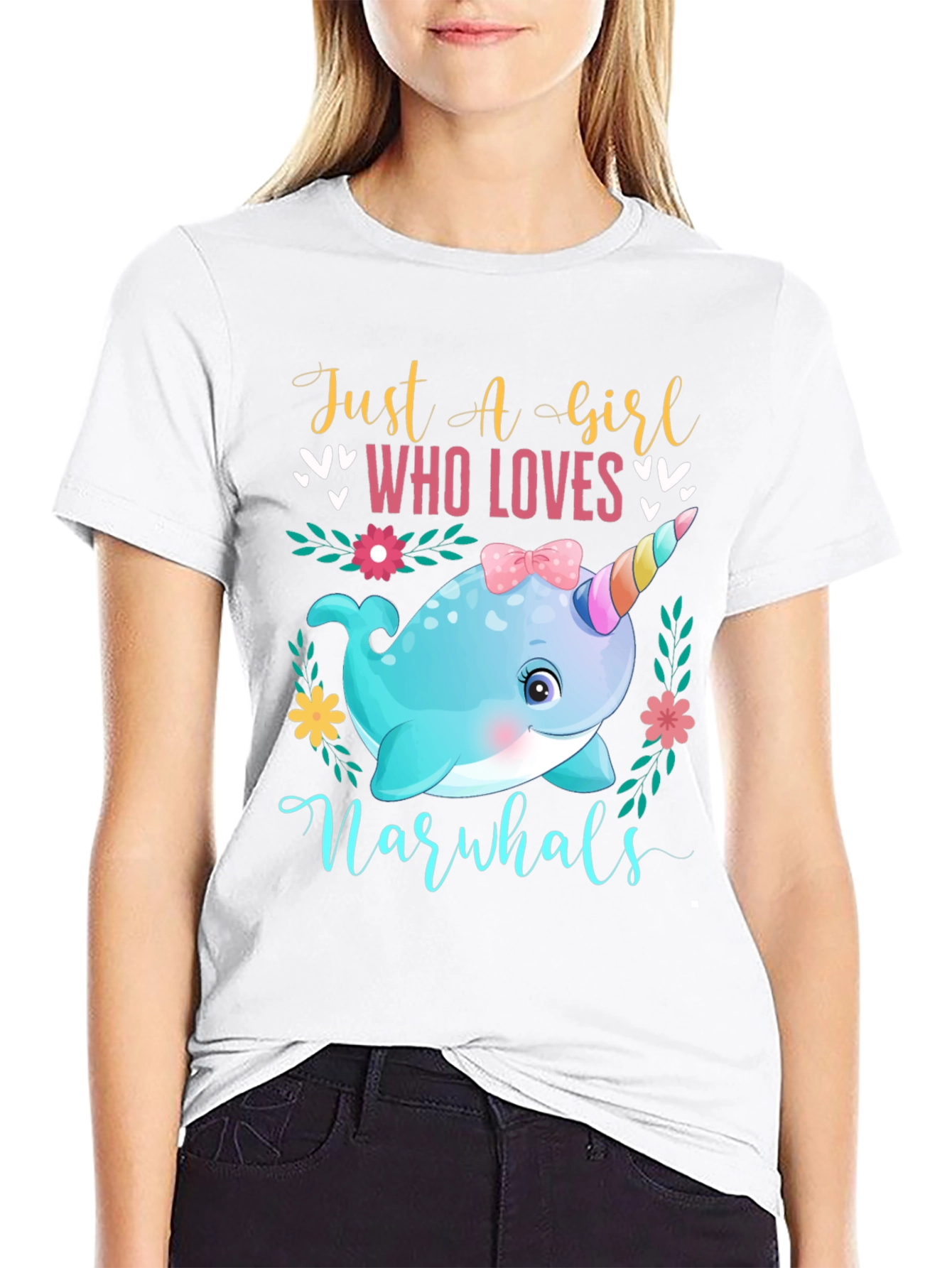 Girls Narwhal Lover T-Shirt - Cute Ocean Animal Tee