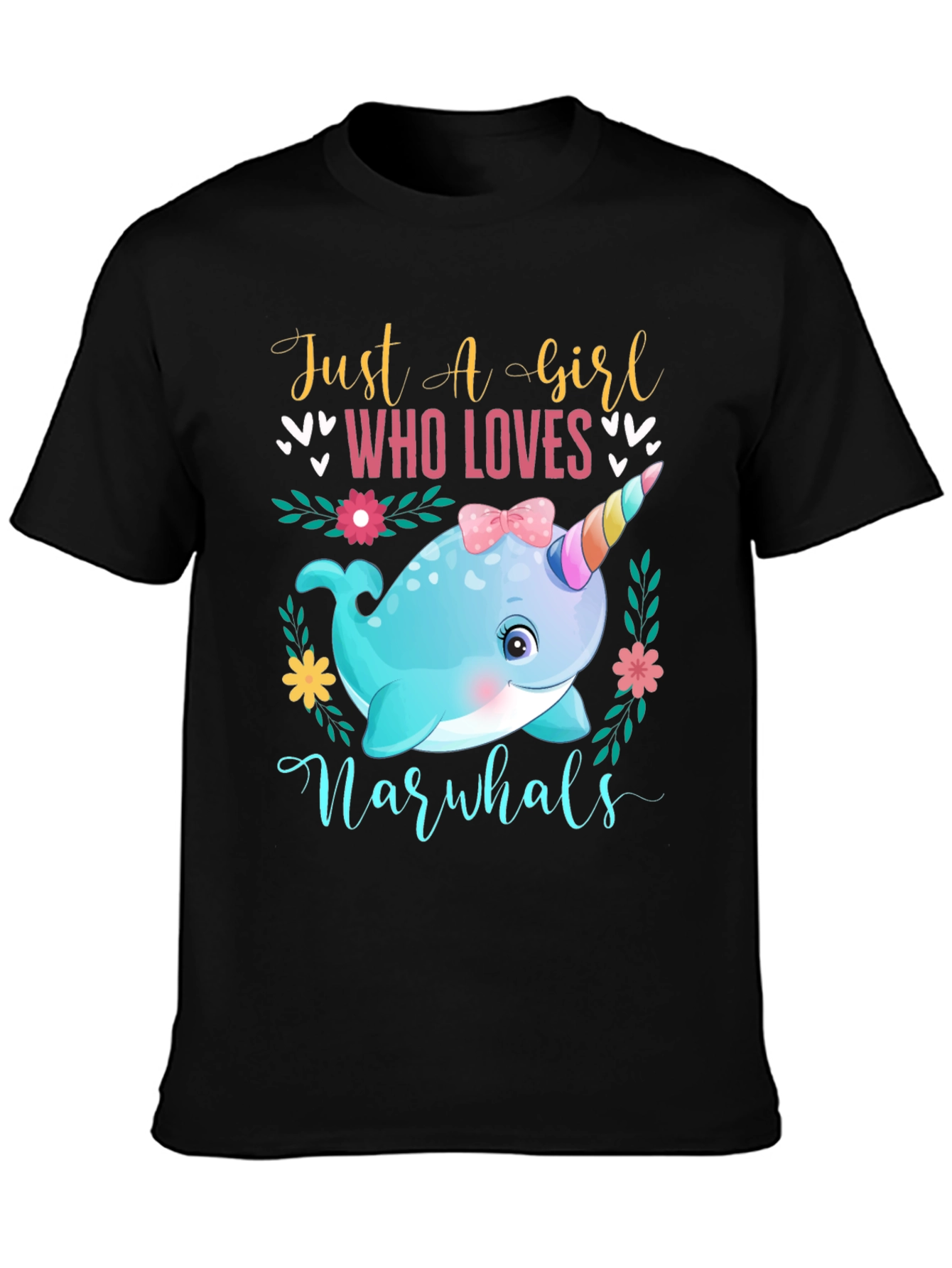 Girls Narwhal Lover T-Shirt - Cute Ocean Animal Tee